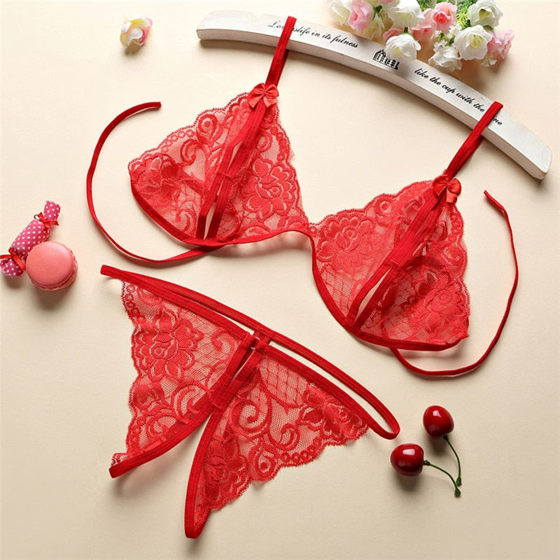 Sexy Lingerie Women Push Up With Lace Straps Transparent Bra Panties Embroidered See Through Comfortable Lingerie Sets Bras