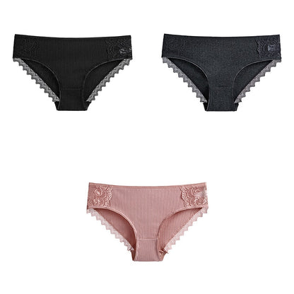 3 Pcs Cotton Women&#39;s Panties Lace Underwear High Quality Soft Breathable Female Briefs Underwear For Woman Lingerie New BANNIROU